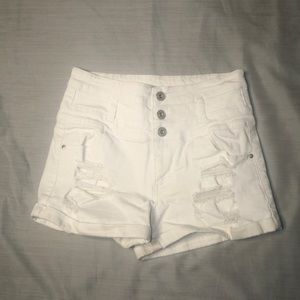 White High Waisted Jean Shorts